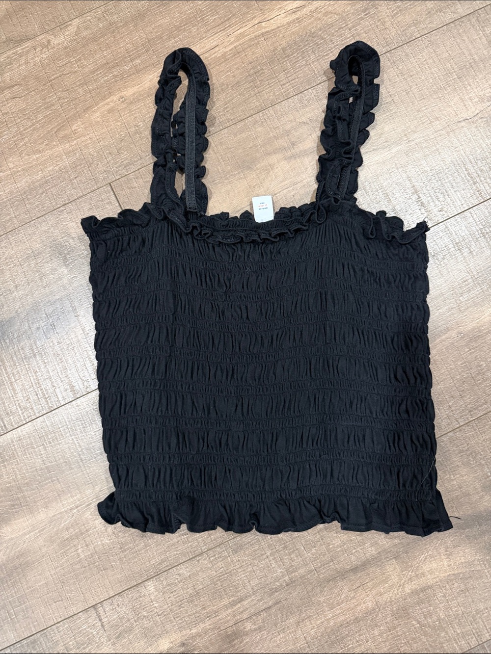 Old Navy Black Smocked Ruffle-Strap Camisole